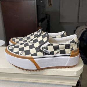 Vans checkerboard slip on stacked shoes